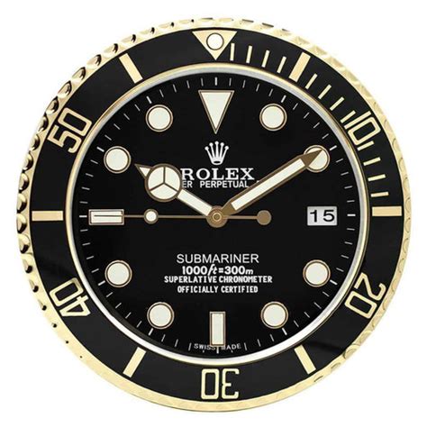 rolex submariner wall clock black gold|rolex wall clock original price.